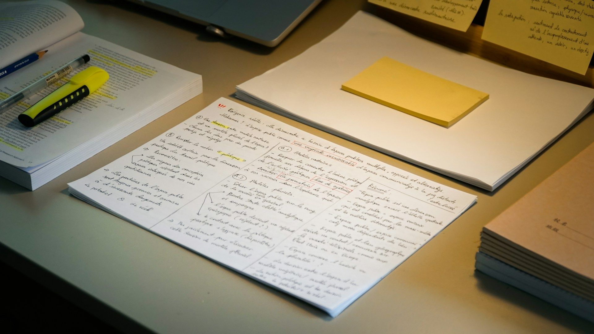 Students writing notes down during class